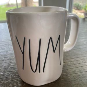 M stamped Yum mug Rae Dunn